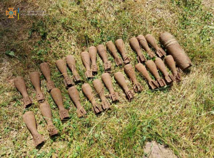 27 застарілих боєприпасів упродовж доби виявлено на Сумщині, ще 28 знешкоджено фото