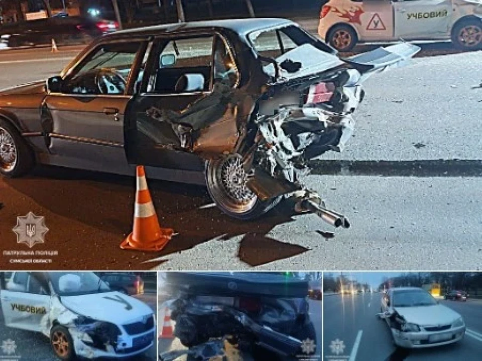 У Сумах сталася потрійна аварія за участю навчального авто фото №1