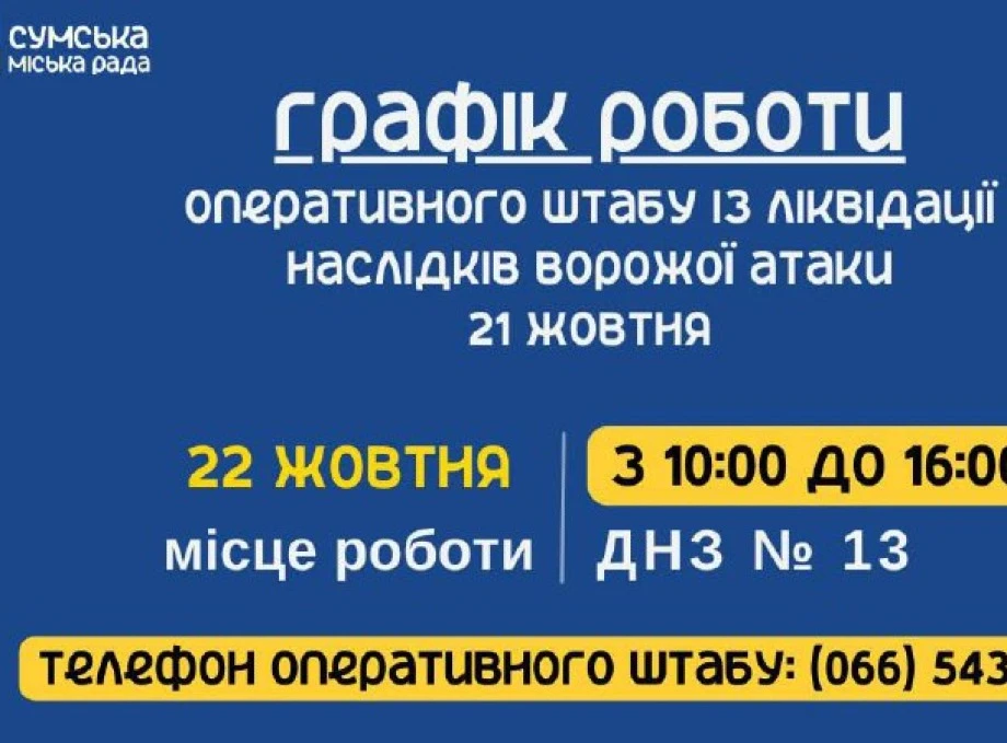 Штаб для постраждалих від обстрілів у Сумах: допомога та консультації