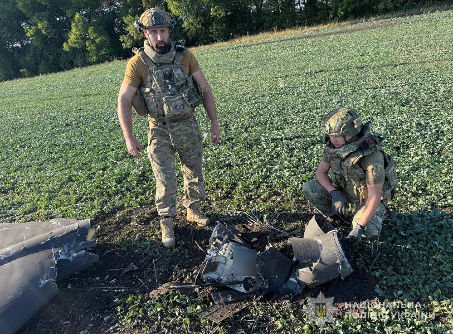 На Сумщині "шахед" упав на полі: поліція знешкодила бойову частину