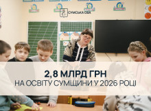 Майже 3 млрд грн виділено на підтримку та розвиток освіти Сумщини у 2026 році