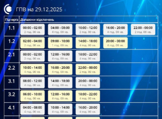 «Сумиобленерго» оприлюднило графіки погодинних відключень на 29 грудня