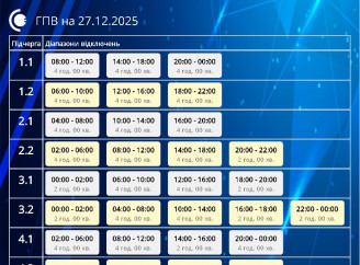 «Сумиобленерго» оприлюднило графіки погодинних відключень на 27 грудня
