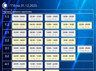«Сумиобленерго» оприлюднило графіки погодинних відключень на 31 грудня