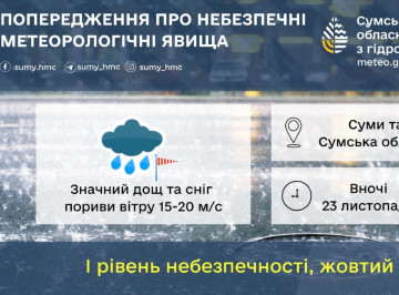 На Сумщині прогнозують негоду: очікується мокрий сніг, дощ та ожеледиця