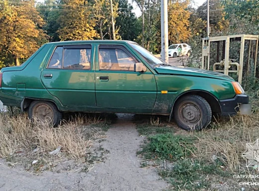 У Сумах п’яний водій "Славути", збивши дорожній знак, втік з місця ДТП фото