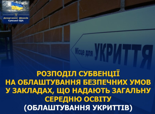 Сумщині виділено 40 млн грн на укриття в школах фото