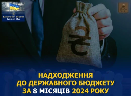 Сумщина за 8 місяців 2024 року перерахувала до держбюджету понад 10 млрд грн фото