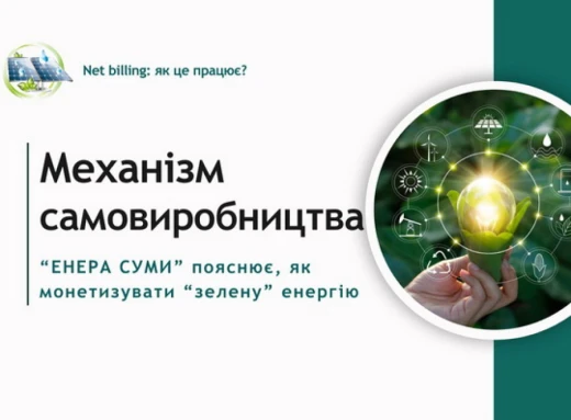 Монетизація "зеленої" енергії: "ЕНЕРА СУМИ" пояснює дію нового механізму самовиробництва фото