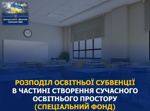 Три громади Сумщини отримають понад 12,6 млн грн на оновлення шкільних кабінетів фото
