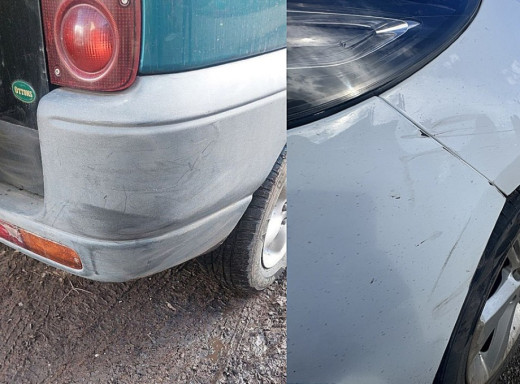 У Сумах водій Land Rover протаранив припарковану автівку та втік з місця пригоди фото