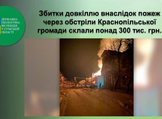 Збитки довкіллю внаслідок пожеж у Краснопільській громаді через січневі обстріли оцінили в 300 тис. грн фото