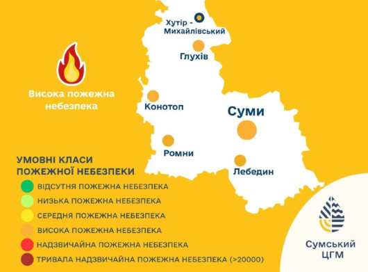 На Сумщині оголосили високий рівень пожежної небезпеки на найближчі три дні